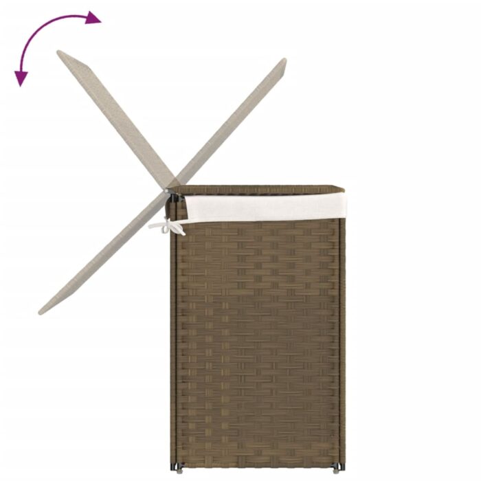 Wäschekorb mit 2 Fächern 53x35x57 cm Poly Rattan – Bild 7