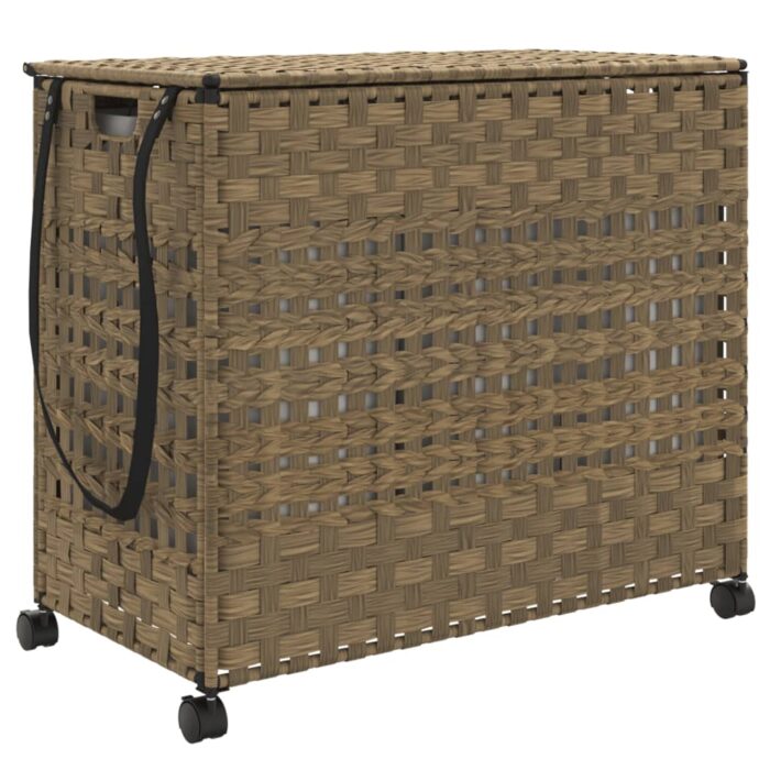 Wäschekorb mit Rollen 66x35x60 cm Rattan – Bild 2