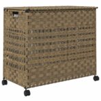 Wäschekorb mit Rollen 66x35x60 cm Rattan – Bild 6