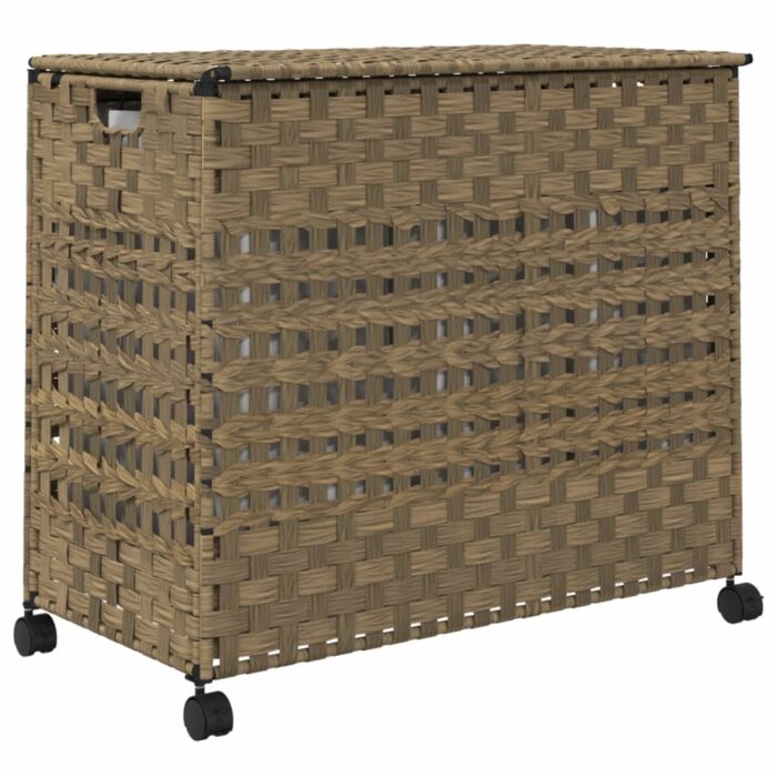 Wäschekorb mit Rollen 66x35x60 cm Rattan – Bild 6