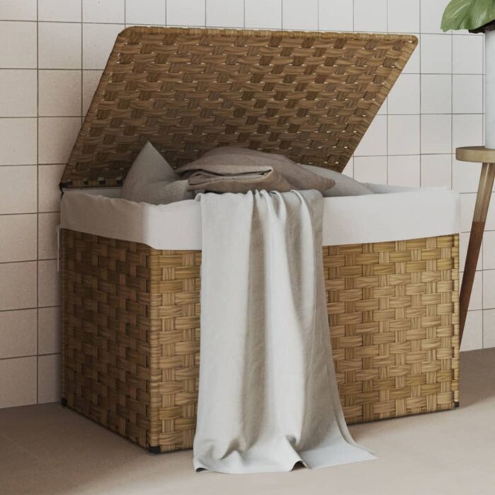 Wäschekorb mit Deckel 55,5x35x34 cm Poly Rattan – Bild 10