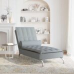 Massage-Chaiselongue mit Nackenrolle Hellgrau Stoff – Bild 3
