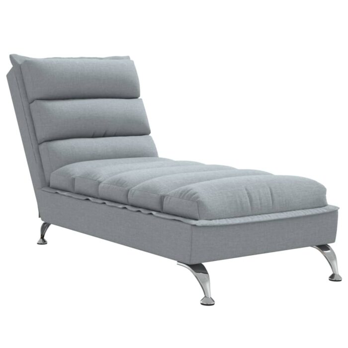 Chaiselongue mit Kissen Hellgrau Stoff – Bild 2