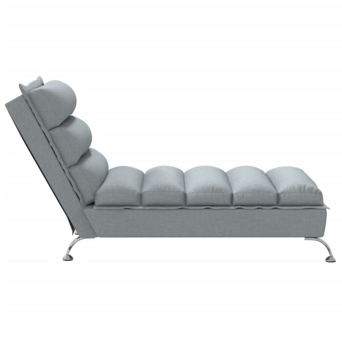 Chaiselongue mit Kissen Hellgrau Stoff – Bild 5