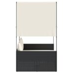 Doppel-Sonnenliege mit Dach und Vorhängen Schwarz Poly-Rattan – Bild 4