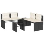 4-tlg. Garten-Sofagarnitur mit Kissen Schwarz Poly Rattan – Bild 2