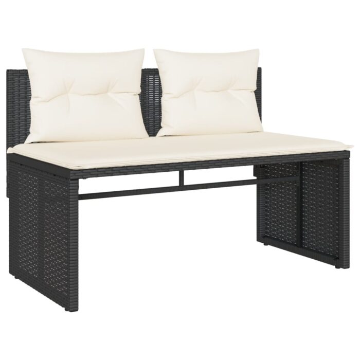 4-tlg. Garten-Sofagarnitur mit Kissen Schwarz Poly Rattan – Bild 4