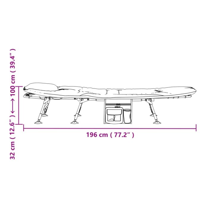 Angelliege mit Verstellbaren Schlammbeinen Klappbar Grün – Bild 12