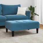 Fusshocker Hellgrau 77x55x31 cm Samt – Bild 3