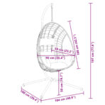 Hängesessel Ei-Design mit Ständer Anthrazit Rattan und Stahl – Bild 8