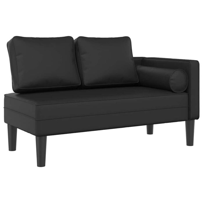 Chaiselongue mit Kissen Schwarz Kunstleder – Bild 2