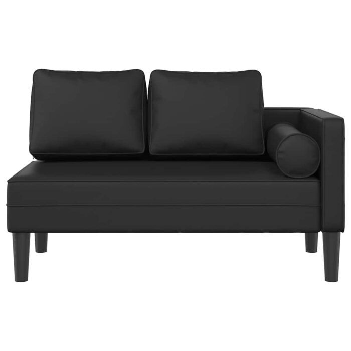 Chaiselongue mit Kissen Schwarz Kunstleder – Bild 3