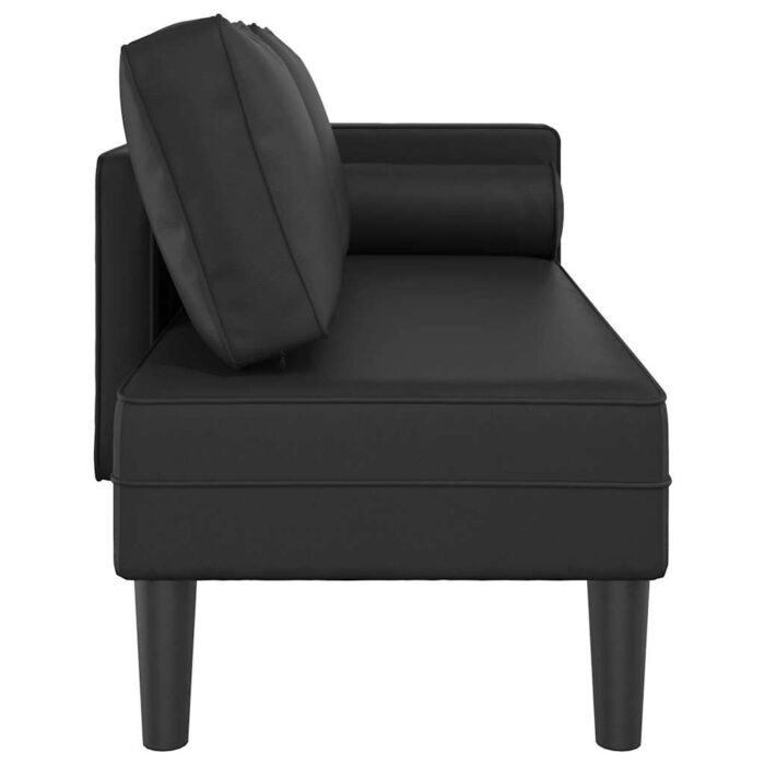 Chaiselongue mit Kissen Schwarz Kunstleder – Bild 4