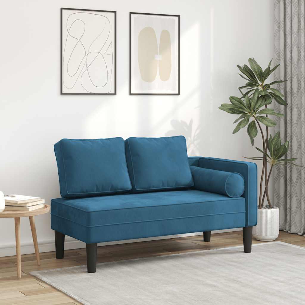 4007570_1.jpg Chaiselongue mit Kissen Blau Samt – Bild 1