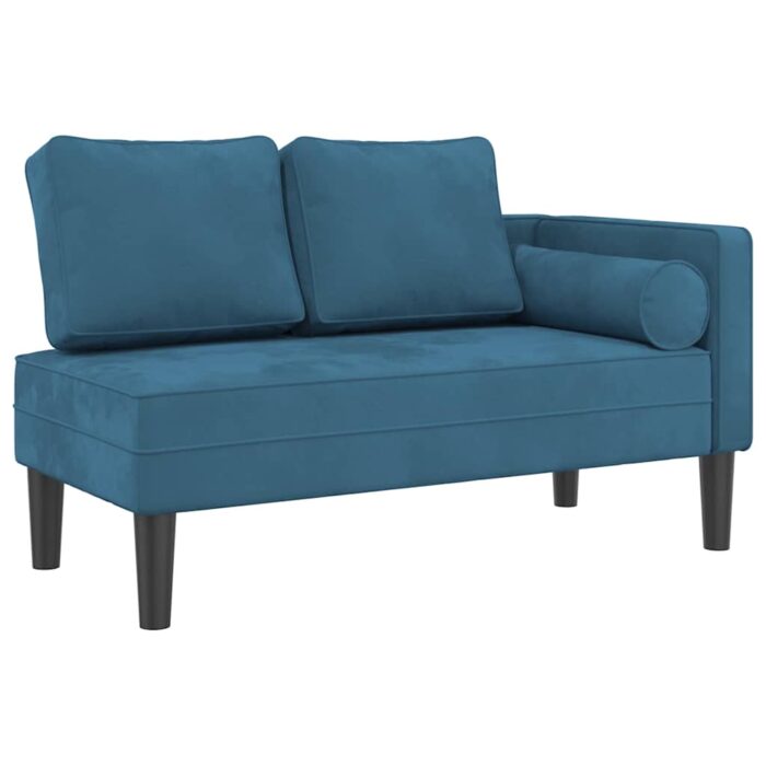 Chaiselongue mit Kissen Blau Samt – Bild 2