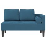 Chaiselongue mit Kissen Blau Samt – Bild 3