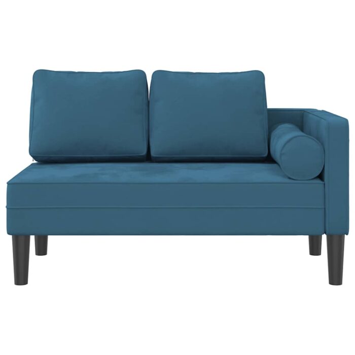 Chaiselongue mit Kissen Blau Samt – Bild 3