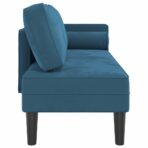 Chaiselongue mit Kissen Blau Samt – Bild 4