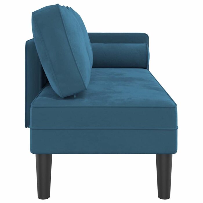 Chaiselongue mit Kissen Blau Samt – Bild 4