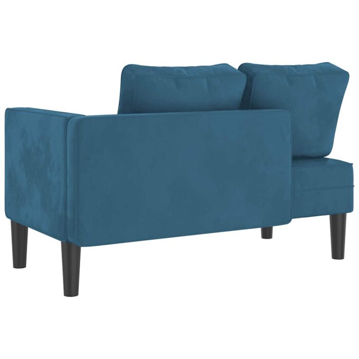 Chaiselongue mit Kissen Blau Samt – Bild 5