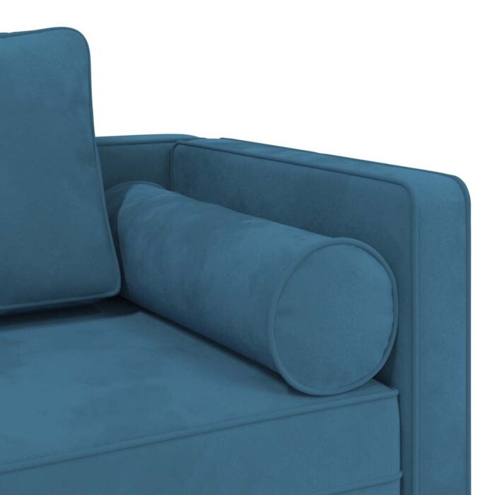 Chaiselongue mit Kissen Blau Samt – Bild 6