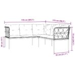 Gartensofa in L-Form mit Kissen Schwarz Stahl und Textilene – Bild 9