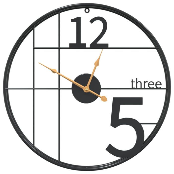 Wanduhr Schwarz Ø50 cm Eisen – Bild 2