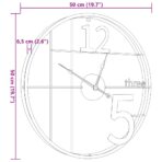 Wanduhr Schwarz Ø50 cm Eisen – Bild 7
