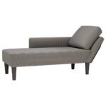 Chaiselongue mit Kissen Hellgrau Cordstoff