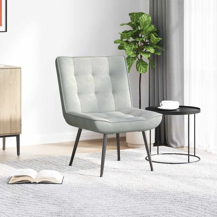 Relaxsessel Hellgrau 64x74x84 cm Samt – Bild 3