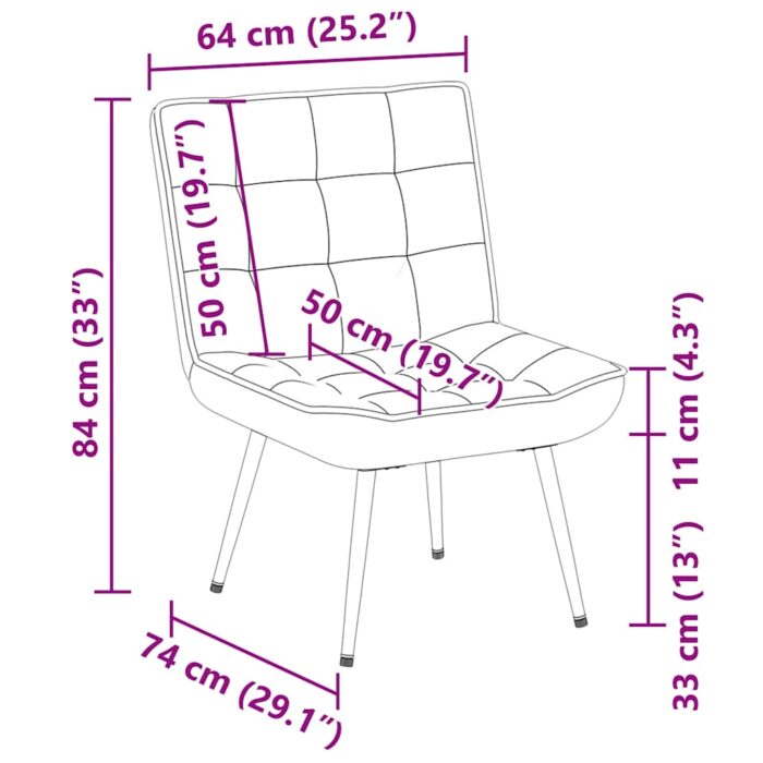 Relaxsessel Hellgrau 64x74x84 cm Samt – Bild 9