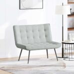 Sitzbank Hellgrau 110x74x84 cm Samt – Bild 3