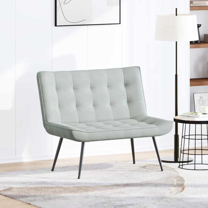 Sitzbank Hellgrau 110x74x84 cm Samt – Bild 3