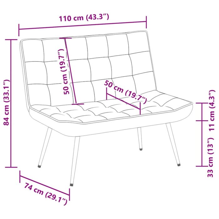 Sitzbank Hellgrau 110x74x84 cm Samt – Bild 9