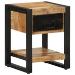 Nachttisch 35x34x45 cm Raues Mangoholz – Bild 11