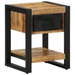 Nachttisch 35x34x45 cm Raues Mangoholz – Bild 2
