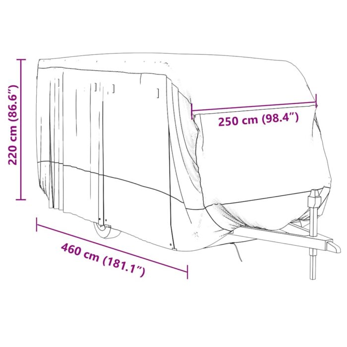 Schutzhülle für Wohnwagen Grau 610x250x220 cm Vliesstoff – Bild 11