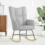 Schaukelstuhl Wolkengrauer Stoff – Bild 2