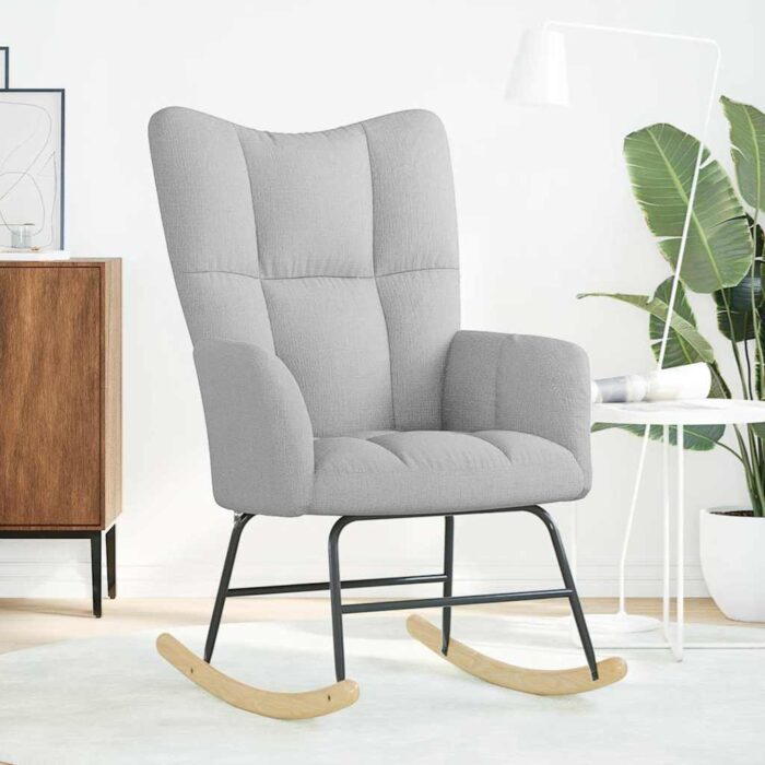 Schaukelstuhl Wolkengrauer Stoff – Bild 2