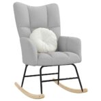 Schaukelstuhl Wolkengrauer Stoff – Bild 3