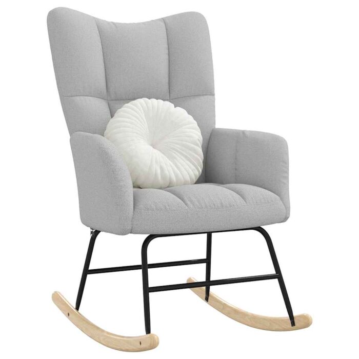 Schaukelstuhl Wolkengrauer Stoff – Bild 3