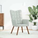 Relaxsessel Hellgrau Samt – Bild 2