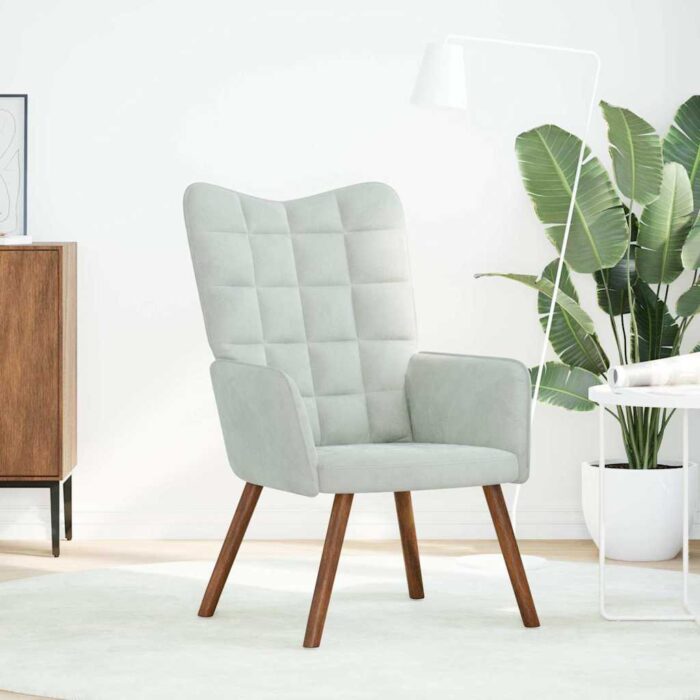 Relaxsessel Hellgrau Samt – Bild 2