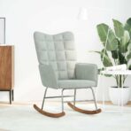 Schaukelstuhl Hellgrau Samt – Bild 2