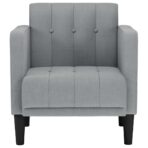 Sessel mit Armlehnen Hellgrau 53 cm Stoff – Bild 3