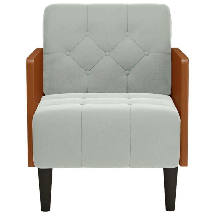 Sessel mit Armlehnen Hellgrau 55 cm Samt – Bild 3