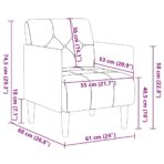 Sessel mit Armlehnen Hellgrau 55 cm Samt – Bild 8