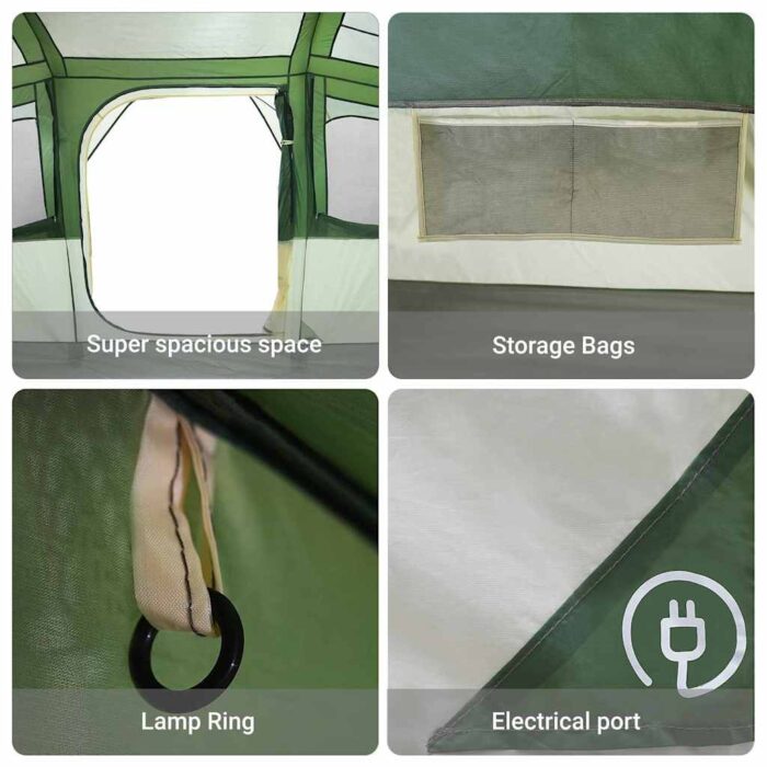 Familienzelt mit Dach Weiss und Grün 435 x 255 x 216 cm – Bild 9