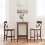 Barhocker mit Kissen 2 Stk. Braun Massivholz Gummibaum