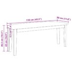 Bank 110 cm Braun Massivholz Gummibaum – Bild 10